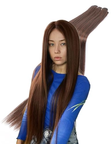 30" Sew-In Hair Extensions, 200g, Straight Chestnut Brown