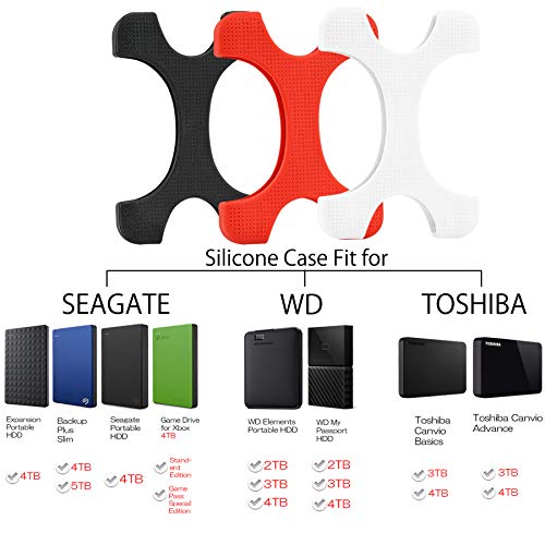 Rancco 3 Pcs Silicone Shockproof Hdd Case, Suit For Seagate Backup Plus 3T/4T,Expansion 4T,Game Drive For Xbox One 4T,Wd My Passport & Elements 2T/3T/4T/,Toshiba Canvio Advance & Canvio Basics #TOP1