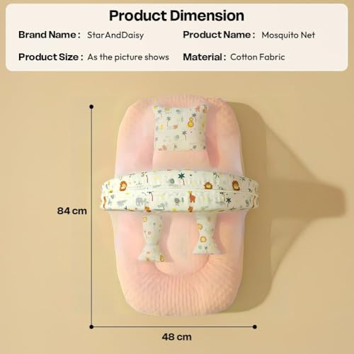 Image of StarAndDaisy Baby Carry Nest with Mosquito Net | Portable Baby Lounger for Infants (0-12 Months) | Foldable & Lightweight Travel Bed Soft & Breathable Fabric (Lion Print)