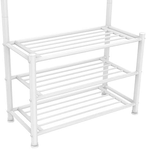 Yaheetech Multi-purpose Metal Coat Rack Shoes Hats Bags Stand with 18 Hanger Hooks Clothes Storage White