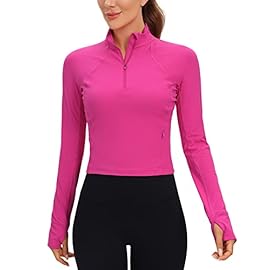 CRZ YOGA Women’s Butterluxe Long Sleeve Workout Shirts Half Zip Pullover Sweatshirt Athletic Cropped Tops Running Shirt