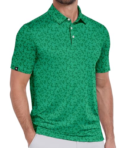 ZITY Mens Print Polo Shirts Short Sleeve Moisture Wicking Shirts for Men Golf Tennis Daily Casual Collared T-Shirt St Patricks Day 3XL