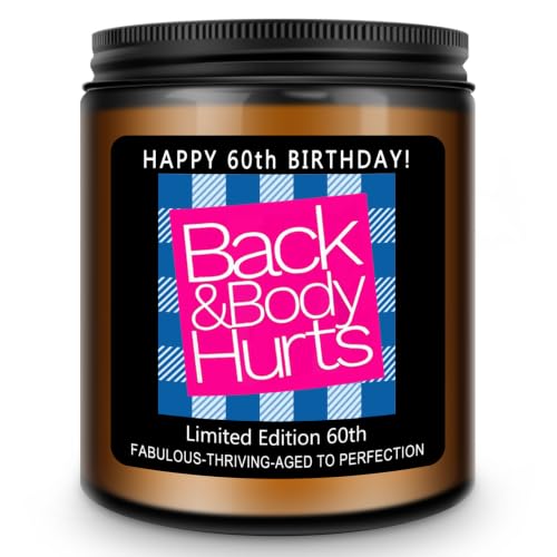 Homsolver 60th Birthday Gifts for Women Men, Happy 60th Birthday Decorations Candles Gift for Her Him, Funny 60 Years Old Ideas - Lavender Scented Candle