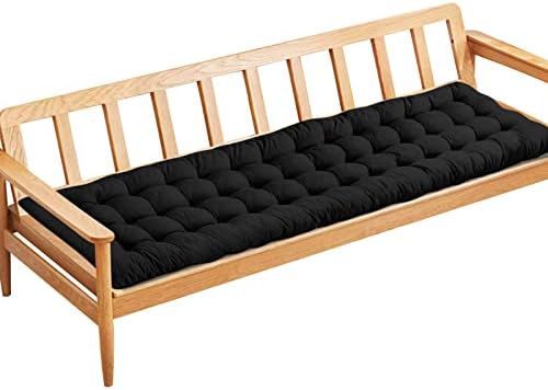PLULON Black Garden Bench Cushion 2/3 Seater Garden Chair Pad Porch Swing Chair Cushion Bench Seat Pad Mat Furniture Pad for Garden Patio Lawn Lounger Bench 120x48cm
