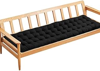 PLULON Black Garden Bench Cushion 2/3 Seater Garden Chair Pad Porch Swing Chair Cushion Bench Seat Pad Mat Furniture Pad for Garden Patio Lawn Lounger Bench 120x48cm