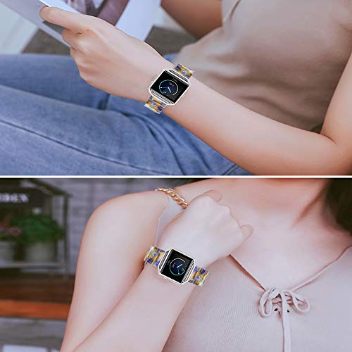 Image of Resin Band Compatible with Fitbit Blaze,Women Men Metal Frame Housing+ Resin Accessory Band Wristband Strap Blacelet for Fitbit Blaze Smart Watch Fitness(Blue)