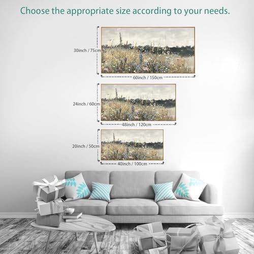 Solid wood Framed Canvas Wall Art Vintage Decor, Classical Oil Painting Canvas Prints Champ fleuri Vintage 20'X40'Wall Art for Home Room Bathroom Decor by Orvannaatr - Used condition - Image 3