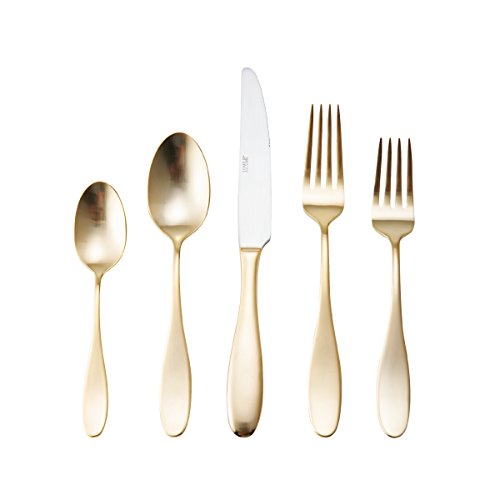 Towle Living 5165791 20-Piece Ashwell Gold Forged Stainless Steel Flatware Set, Service of