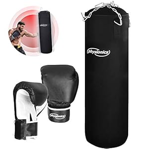 Physionics Boxsack Set 25kg mit Boxhandschuhen