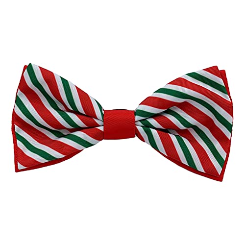 Huxley & Kent Bow Tie | Peppermint Stripe (Large) | Christmas Holiday Pet Bow Tie Collar Attachment | Festive Fun Bow Ties for Dogs & Cats | Cute, Comfortable, and Durable