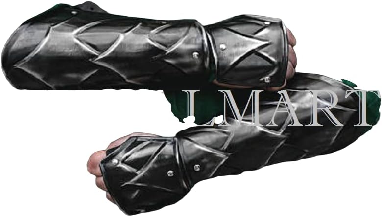 NauticalMart Blackened Steel Nomad Bracers - Wrist Protection - Pair of Arm Protection - LARP Armor