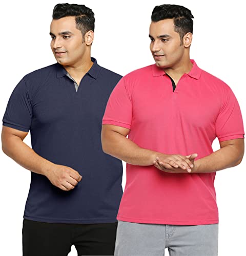 Image of Wear Your Opinion Men's Plus Size Half Sleeve Polo T-Shirt Combo (Set of 2)