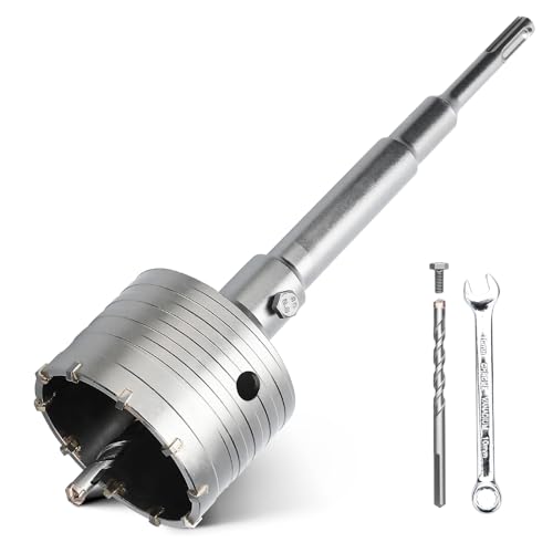 hsawbit 75 mm Kernbohrer, SDS-Betonlochschneider mit 220 mm SDS-Schaft, Mauerwerk-Lochsäge, Wandlochschneider, Lochsäge für Beton, Ziegel, Mauer, Stein