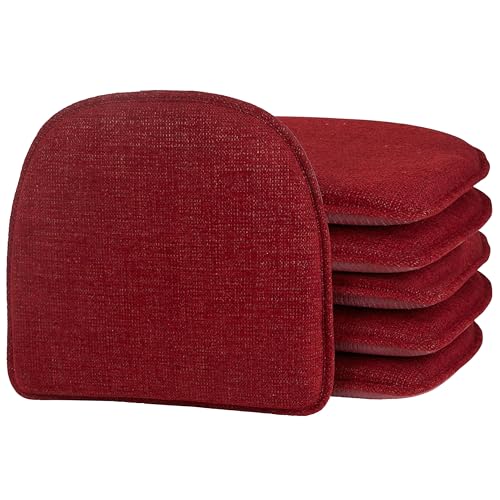 Klear Vu Raindrop The Gripper Non Slip Chair Cushions, Soft & Comfortable Seat Pad, Sitting Pillow for Kitchen, Dining or Office, 6 Count (Pack of 1), 03 Red