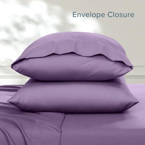 Image of Bare Home Microfiber Pillow Cases - Standard Size Set of 2 - Cooling Pillowcases - Double Brushed - Easy Care - Envelope Closure (Standard Pillowcase Set of 2, Lavender)