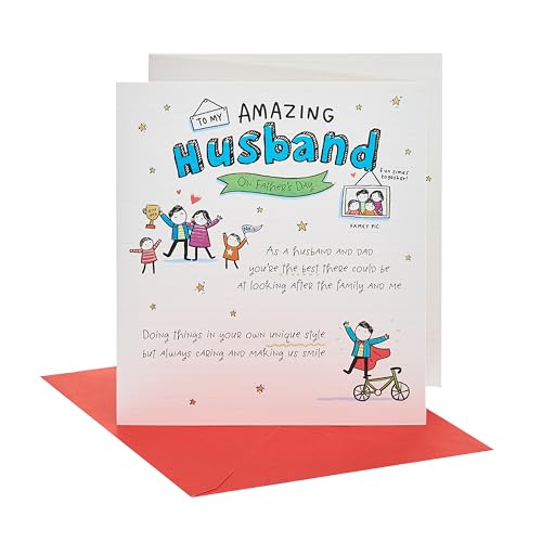 UK Greetings | Fathers Day Card for Husband | Card for Dad Grandad Husband | Him Boys Men | Oodles Design | With Envelope | 15.9 x 18.4 cm