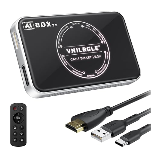 VNILRGLE 4-in-1 Wireless CarPlay Adapter & Android Car Wireless Adapter, Compatible with Streaming Services Like Netflix and YouTube, Split-Screen and Mirroring Functions(Silver)