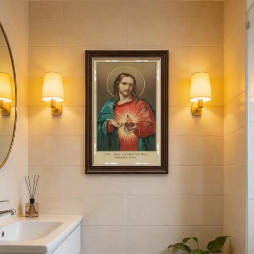Sacré-Cœur de Jésus impression toile déco murale chrétienne avec cadre - 7