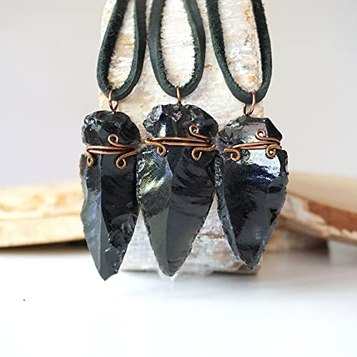 Designs By Nature Gems Handmade Men’s Obsidian Arrowhead Necklace Antique Bronze, January Birthstone #TOP7