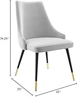 Vista 21 de Modway EEI-3907-GRY Adorn - Silla auxiliar de comedor de terciopelo copetudo, color gris