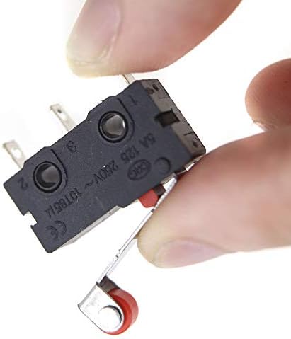 OTOTEC 10pcs Mini Roller Lever Arm Microswitch Black Momentary AC 5 A Current SPDT Pole Type 125-250V Lever Microswitch