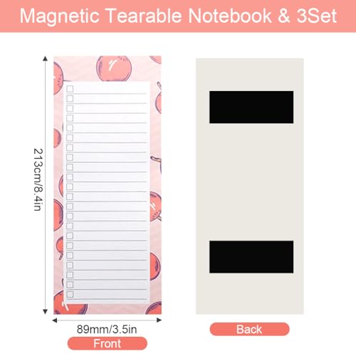 3 Pack Magnetic Shopping List Pad for Fridge,150 Tear Off Sheets Magnet Notepad,21.3 x 8.9cm Magnetic Memo Pad,Magnetic Fridge Shopping List for Meal Plans,To Do Lists,Appointment Reminders (B) — view 2