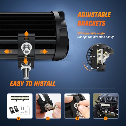 Nilight Side Shooter LED Light Bar Set 12 Inch Triple Row Spot Flood Combo Lights 2PCS 4.3Inch Pods with 5Pin Rocker Switch Wiring Harness Kit for Off-Road Truck ATV UTV Boat by Nilight - Image 8