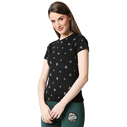 Image of Bewakoof Women's All Over Printed 100% Cotton T-Shirt - Regular Fit, Round Neck, Half Sleeves