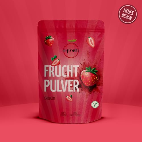 myfruits Erdbeerpulver, gefriergetrocknetes Fruchtpulver, 150g,100% Erdbeeren getrocknet und gemahlen, Fruchtpulver für Smoothie, Shakes & Joghurt…