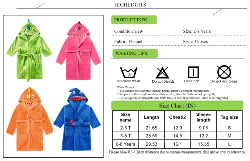 Lolanta Kids Robe Girls' Boys' Bathrobe Hooded Plush Dinosaur Sleepwear Dressing Gown Gift (Green, 3-5 Years) #TOP5