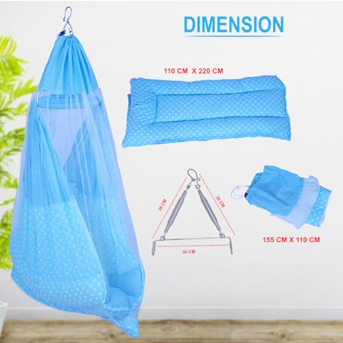 Image of Baby Bed Cradle Cloth with Mosquito Net and Triangle Spring Set