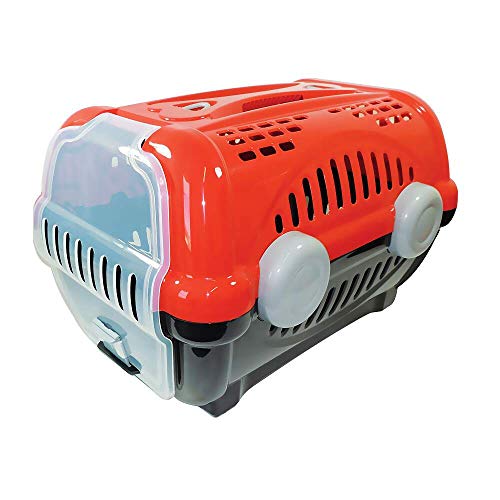 Furacão Pet Luxo Caixa de Transporte, Vermelho/Cinza, 1