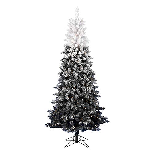Vickerman 6.5' Frosted Black-White Ombre Artificial Christmas Tree, Warm White Dura-Lit® LED Lights - Faux Ombre Christmas Tree - Seasonal Indoor Home Decor Vickerman 6.5' Frosted Black-White Ombre Artificial Christmas Tree, Warm White Dura-Lit® LED Lights - Faux Ombre Christmas Tree - Seasonal Indoor Home Decor