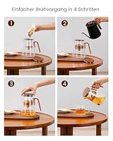 ZENS Magic Teekanne Glas mit Sieb, 1000ml Losen Teezubereiter, Walnuss – Ansicht 8