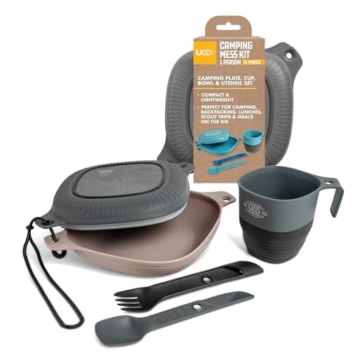 UCO 6-Piece Camping Mess Kit with Bowl, Plate, Collapsible Cup, and Switch Camping Spork