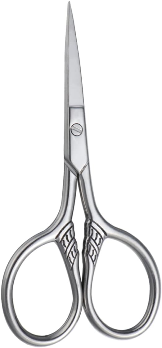 Outanaya Stainless Steel Beard Trimming Scissors Precision Mustache Shears for Men Durable Design for Facial Hair Grooming Silver