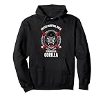 MMA Gorilla Fighter Pullover Hoodie, Adult Unisex, Black, Large