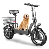 Xathquia Electric Scooter for Adults, 1000W Peak Motor, 25 MPH and 35Miles, 14' Foldable Commuting Electric Scooter with Seat, Multiple Suspension, Ample Storage for Pet & Cargo