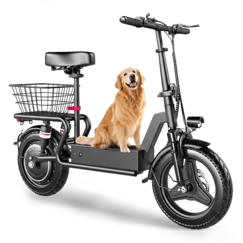 Xathquia Electric Scooter for Adults, 1000W Peak Motor, 25 MPH and 35Miles, 14" Foldable Commuting Electric Scooter with Seat, Multiple Suspension, Ample Storage for Pet & Cargo