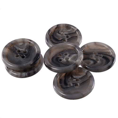 Mibo Buttons & Accessories 6pcs Urea Imitation Horn Suiting & Coat Button - 4 Hole - Classic Shape - 32L(20mm) - Medium Grey