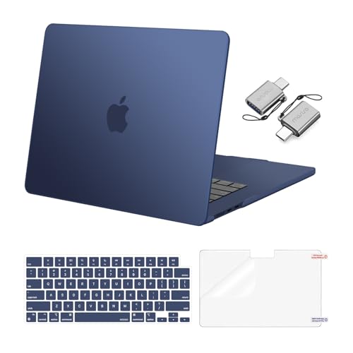 Image of MOSISO Compatible with MacBook Air 15 inch Case M5 2026 M4 M3 M2 2025-2023 | A3448 A3241 A3114 A2941, Hard Shell&Keyboard Cover&Screen Film&Type C, Great for Study Travel Work, Midnight