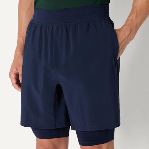 Image of Amazon Essentials Men's Athletic Running Training Shorts, Performance Stretch Woven Workout Shorts, 7 inch