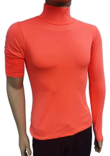 Frete Grátis Camiseta Térmica Segunda Pele Gola Alta Com Proteção UV cor:laranja-fluorescente;tamanh