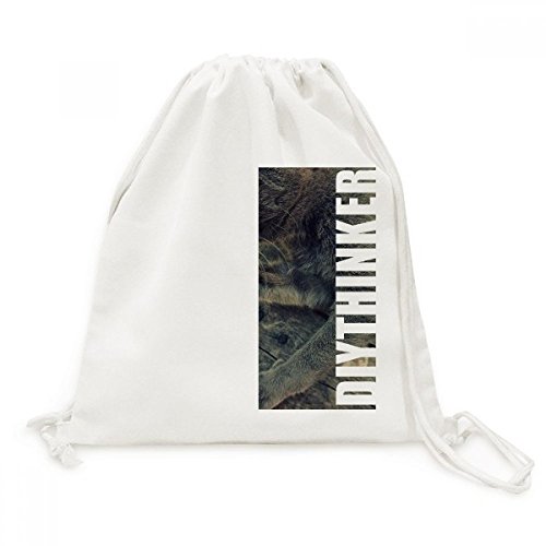 Toile drawstring backpack motif chat gris pour voyage sac de sport et shopping