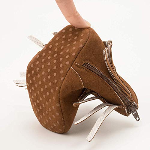 Image of Meckior Baby Girls Cowboy Tassel Boots Side Zipper Moccasins Soft Bottom Non-Slip Toddler Shoe