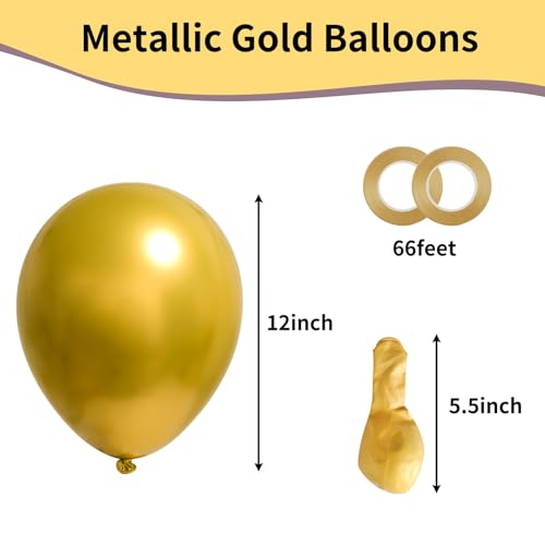 image for RUBFAC Gold Metallic Balloons Latex Balloons 100pcs 12 Inch Helium Bal