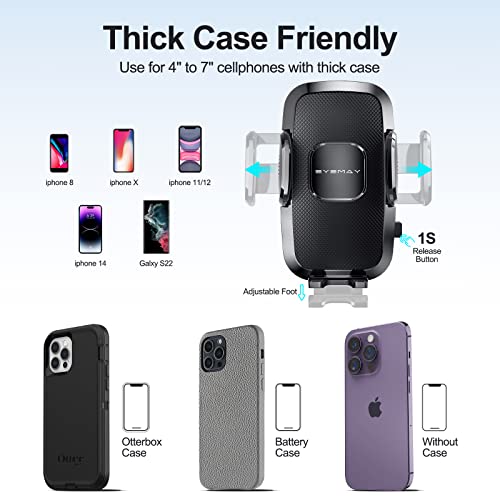 Eyemay 2023 Upgraded Car Phone Holder Mount - [ Bumpy Roads Friendly ] Phone Mount For Car Dashboard Windshield Air Vent 3 In 1, Hand Free Mount For Iphone 14 13 12 Pro Max Samsung All Cell Phones #TOP4