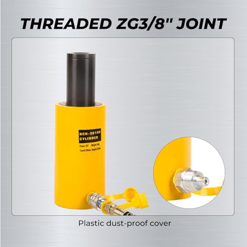 Image of 30T Hollow Hydraulic Cylinder Ram Jack, 4 inch Stroke Single Acting Hydraulic Lifting Cylinder RCH-30100 Mini Porta Power Jack for Shipbuilding, Machinery, Construction