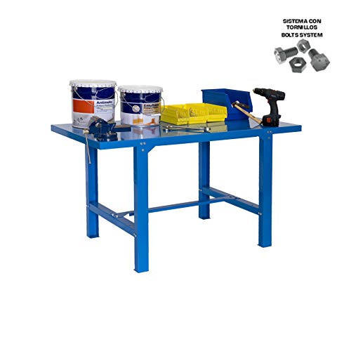 SimonRack Banco de Trabajo Taller, Capacidad Carga 600 kg, 830x1500x730 mm, Mesa de Trabajo, Azul - BT6