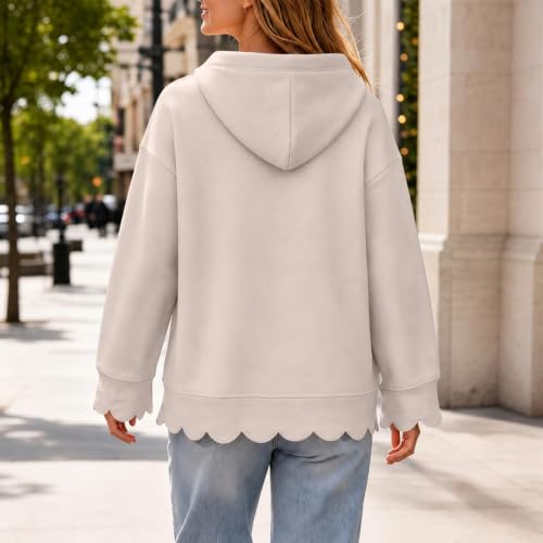 Womens Scalloped Hoodies Pullover Oversized Casual Scalloped Sweatshirt - image 3